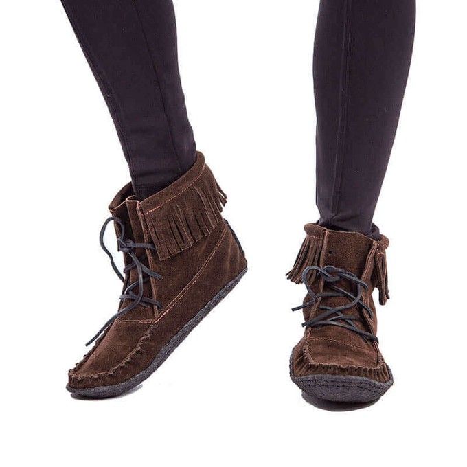 Short Boots Brown - Handmade with Suede - Native Moccasins from Quetzal Artisan