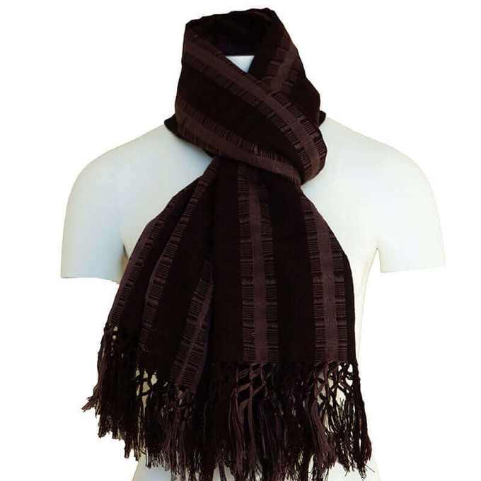 Scarf with Fringes Dark Brown - Beautiful and Fairtrade from Quetzal Artisan