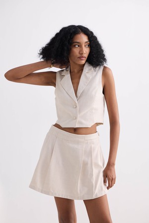 Cropped Cotton Tweed Vest in Cream from Reistor