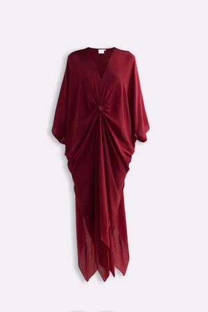 Front Twist Kaftan Dress in Burgundy from Reistor