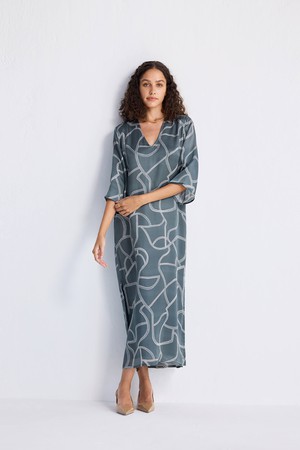 Maxi Dress with Side Slits in Abstract Stripes from Reistor