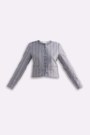 Lady Jacket in Grey Cotton Tweed from Reistor