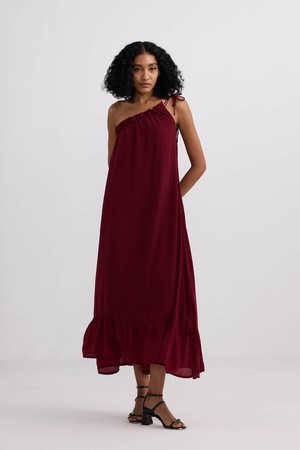 One-shoulder Midi dress in Burgundy from Reistor