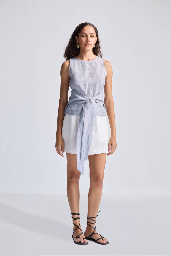 Front-tie Top in Linen Stripes from Reistor