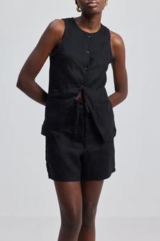 Hemp Vest Jacket Set in Black via Reistor