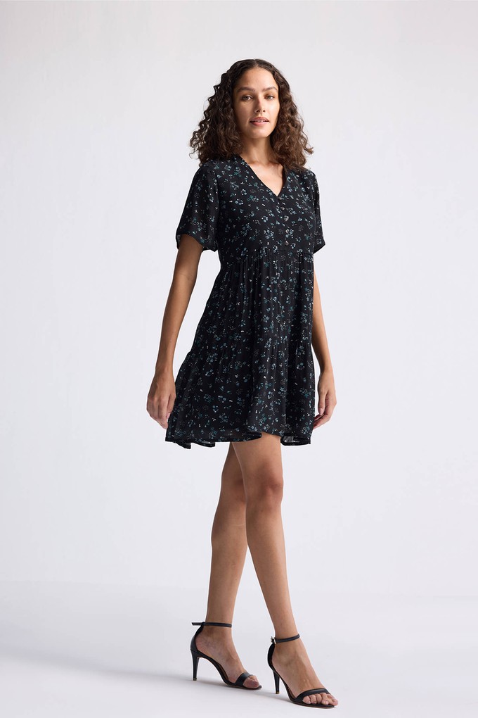 Floral Short Tiered Dress in Dark Blue from Reistor