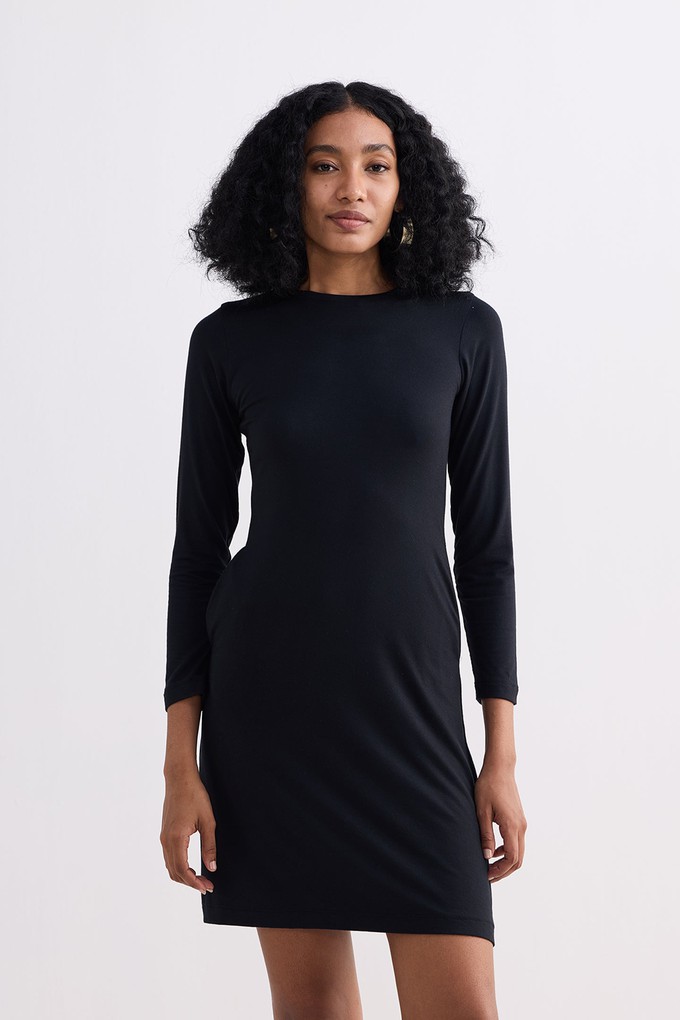 Long Sleeves Fitted Short Dress in Black from Reistor