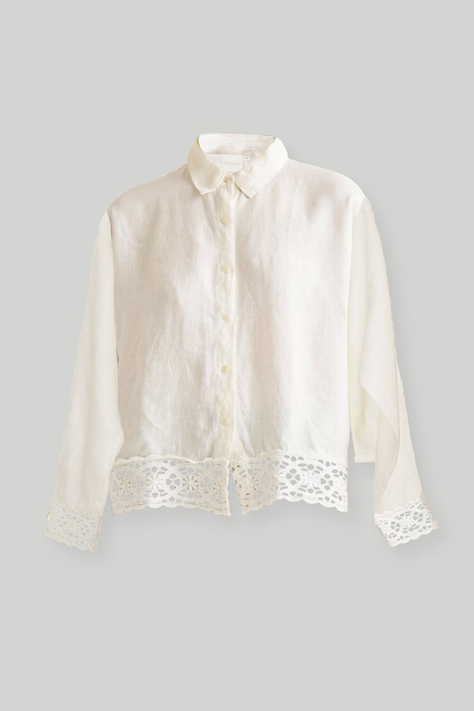 Button-down with Lace Shirt in Off-white from Reistor