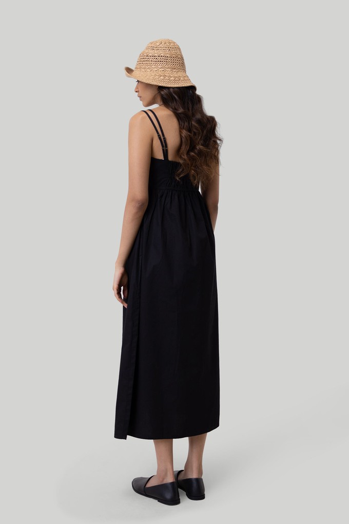 Strappy Gathered Midi Dress in Black from Reistor