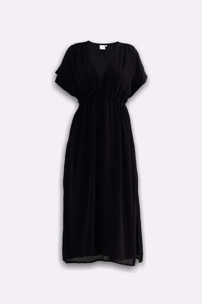 V-neck Gathered Maxi Dress in Black from Reistor