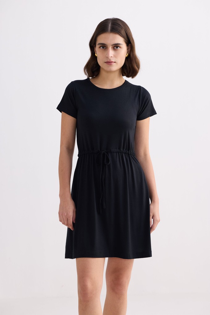 Drawstring Short T-shirt Dress in Black from Reistor