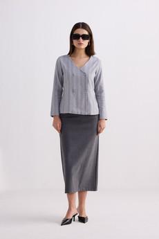 Fitted Cotton Tweed Jacket in Grey via Reistor