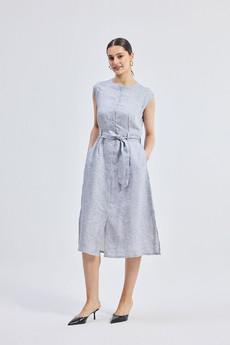 Back Cut Out Linen Dress via Reistor