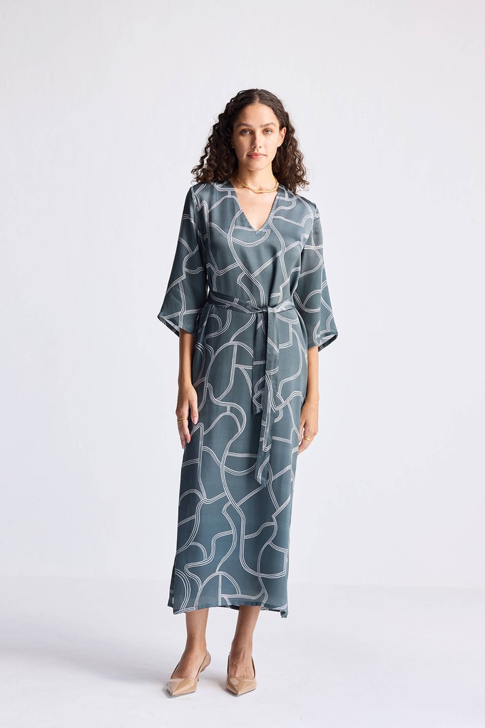 Maxi Dress with Side Slits in Abstract Stripes from Reistor