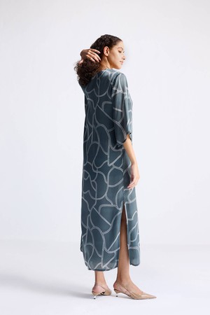 Maxi Dress with Side Slits in Abstract Stripes from Reistor