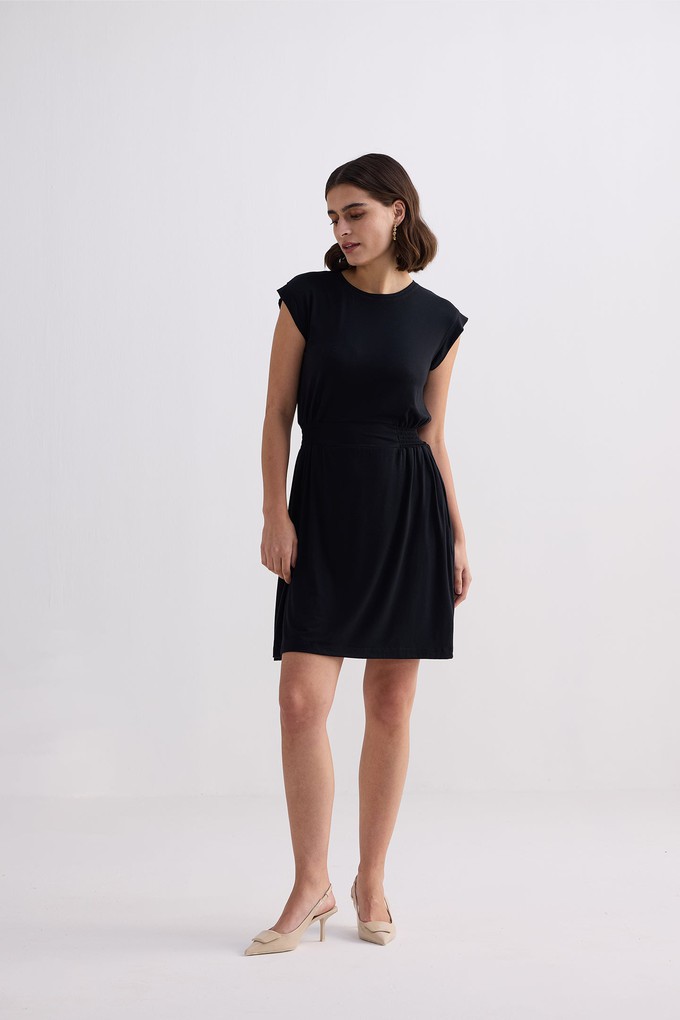 Short Dress With Smocking Side Detail in Black from Reistor