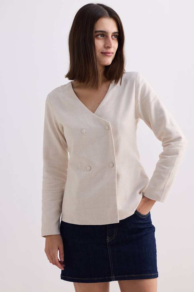 Fitted Cotton Tweed Jacket in Cream from Reistor