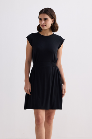 Short Dress With Smocking Side Detail in Black from Reistor