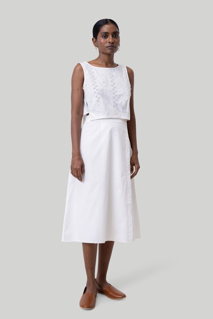 Overlap Midi Skirt in White from Reistor