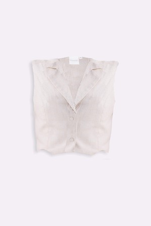 Cropped Cotton Tweed Vest in Cream from Reistor