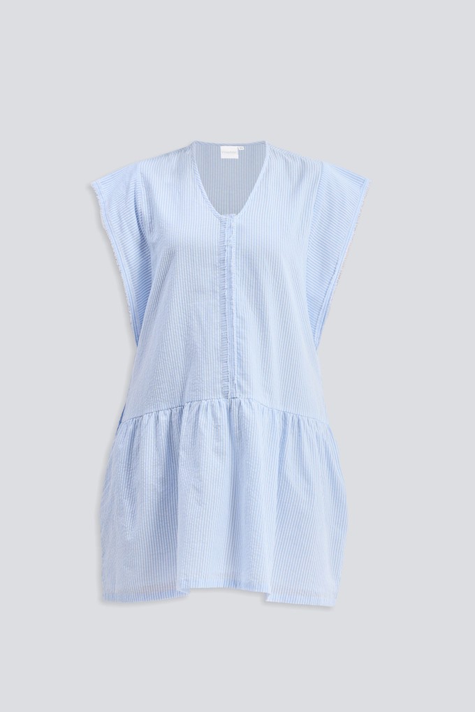 Oversized V neck Short Dress with Frayed Sleeves from Reistor