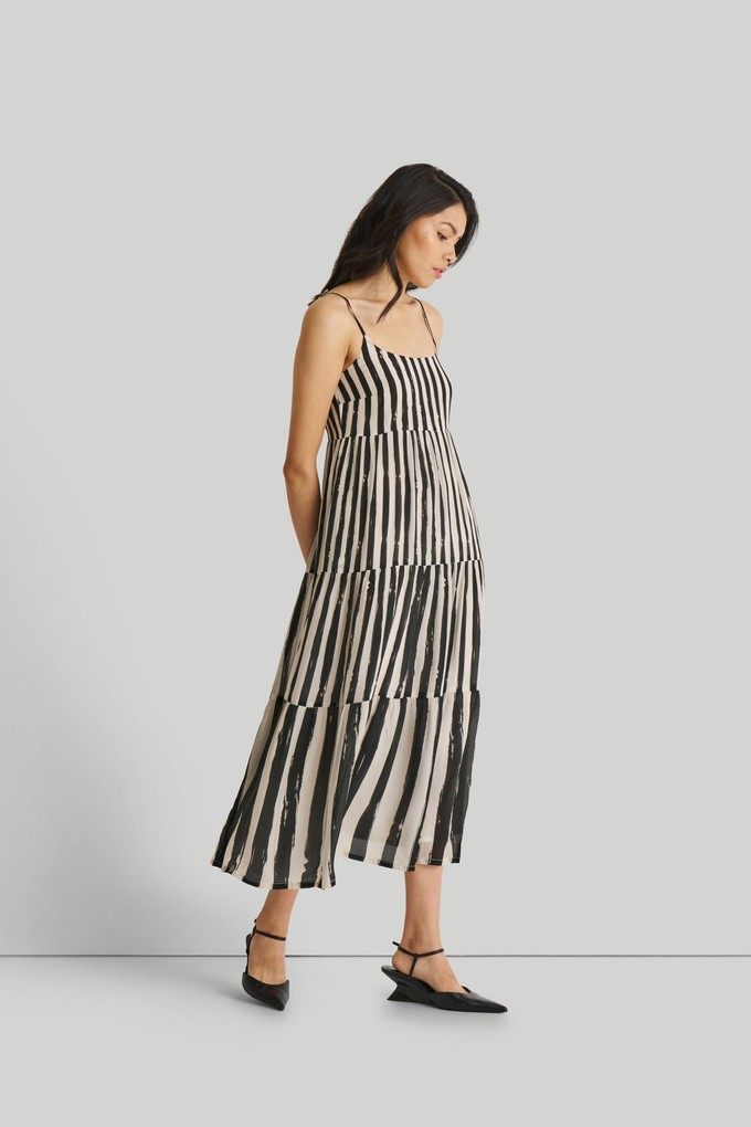 Strappy Tiered Maxi Dress in Black Stripes from Reistor