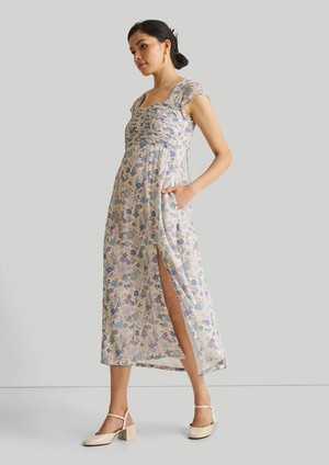 Ruched Dress in Blue Florals from Reistor