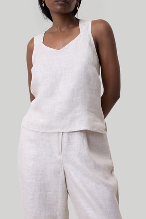 Crossback Tank Top in Linen Checks from Reistor