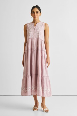 Embroidered Resort Maxi Dress in Pink from Reistor