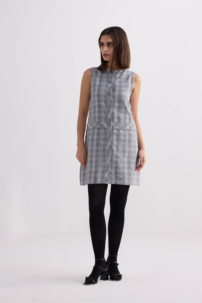 The Cotton Tweed Shift Dress in Grey from Reistor