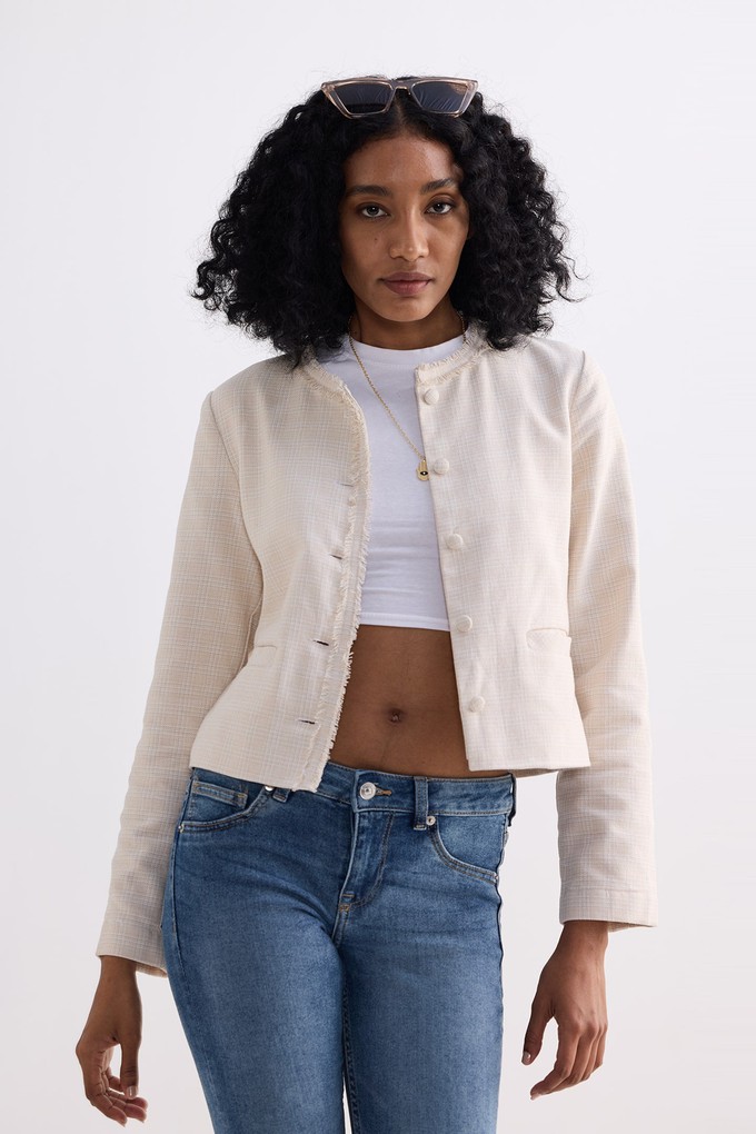 Lady Jacket in Cream Cotton Tweed from Reistor