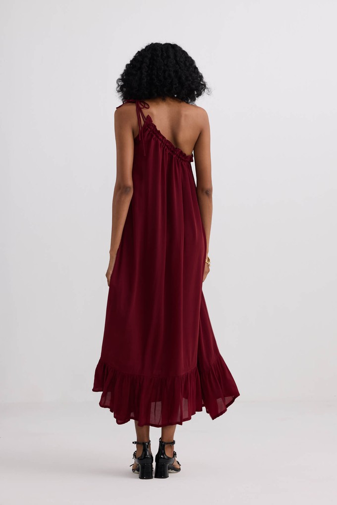 One-shoulder Midi dress in Burgundy from Reistor