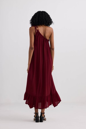 One-shoulder Midi dress in Burgundy from Reistor