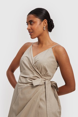 Strappy Wrap Dress in Ecru from Reistor