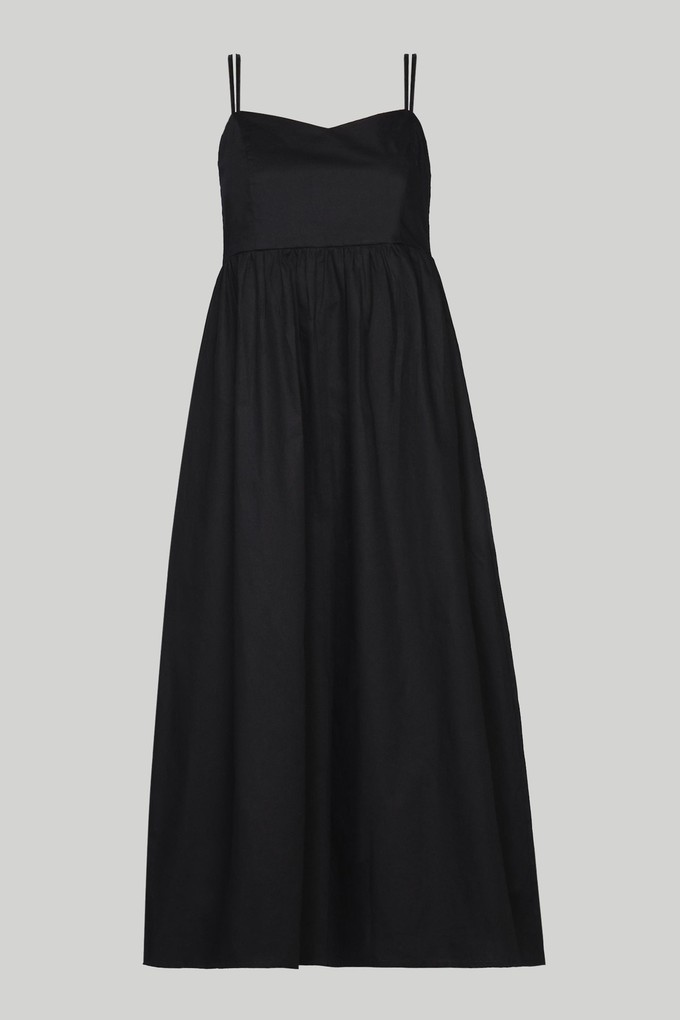 Strappy Gathered Midi Dress in Black from Reistor