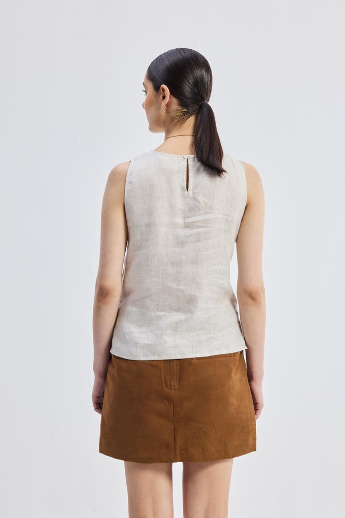 Boat Neck Top in Checkered Linen from Reistor