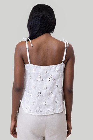 Tie-up Camisole in White Embroidery from Reistor