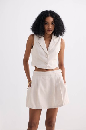 Cotton Tweed Skort in Cream from Reistor