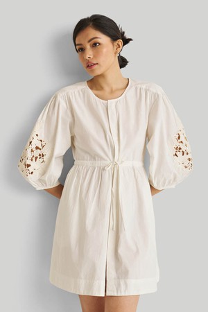 Shirt Dress with Balloon Sleeves in White from Reistor