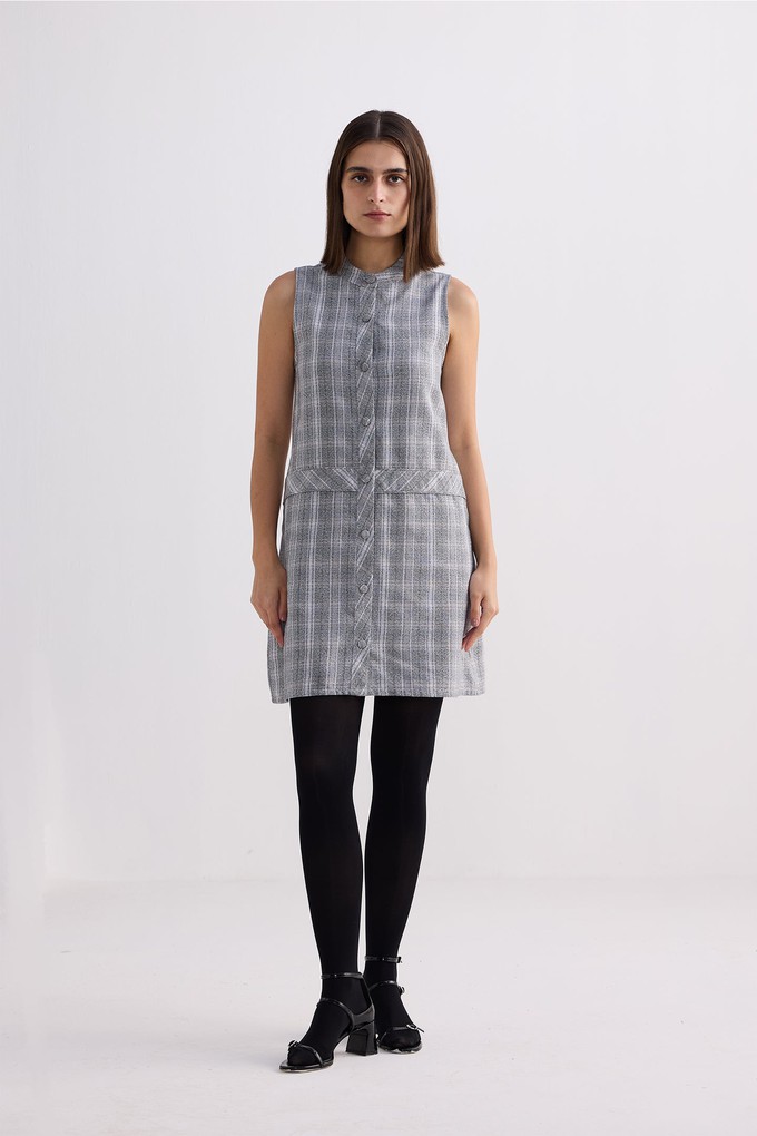 The Cotton Tweed Shift Dress in Grey from Reistor