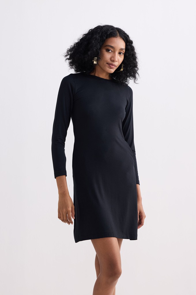 Long Sleeves Fitted Short Dress in Black from Reistor