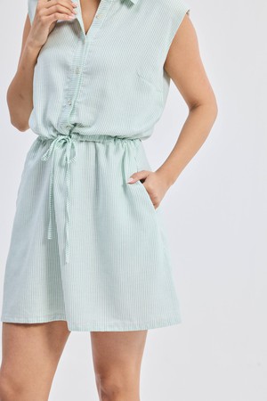 Drawstring Shirt Dress in Stripes from Reistor