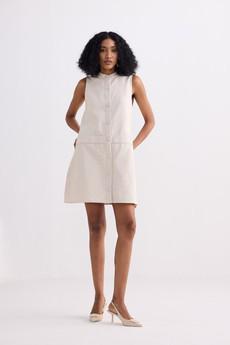 The Cotton Tweed Shift Dress in Cream via Reistor