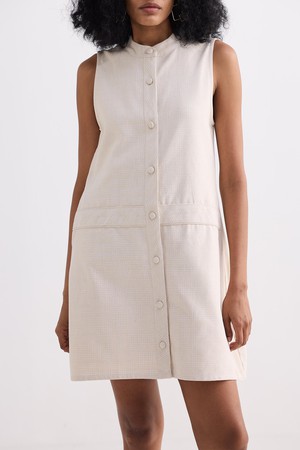 The Cotton Tweed Shift Dress in Cream from Reistor