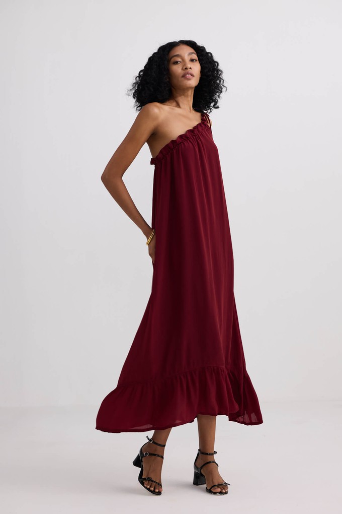 One-shoulder Midi dress in Burgundy from Reistor