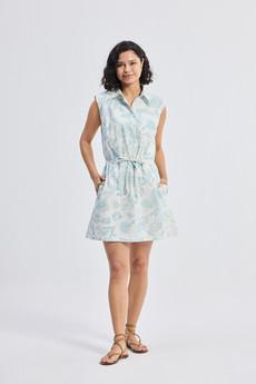 Drawstring Shirt Dress in Blue Florals via Reistor