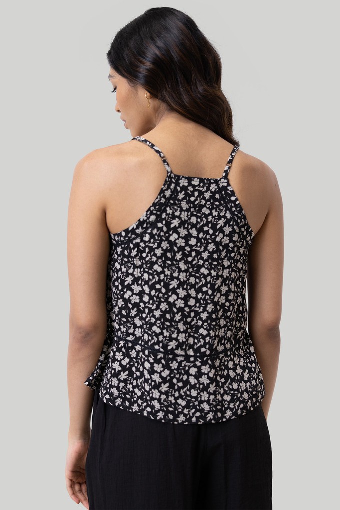 V-neck Lace Camisole in Black Florals from Reistor