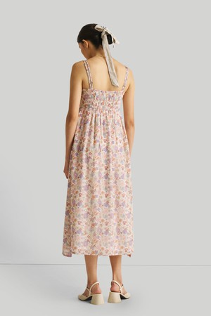 Strappy Gathered Floral Midi Dress from Reistor