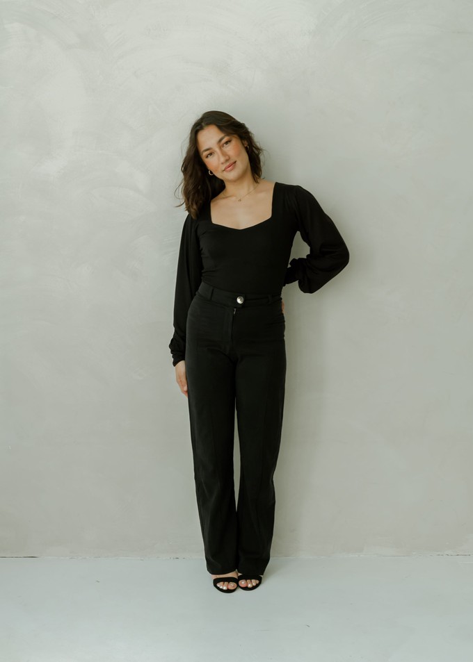 Black High Waisted Straight Pantalon from Roses & Lilies