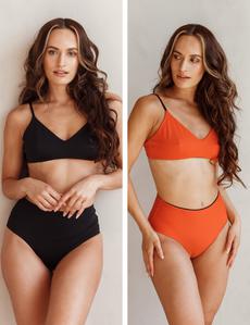 Bikini Top - Jasmine Black/Orange via Savara Intimates